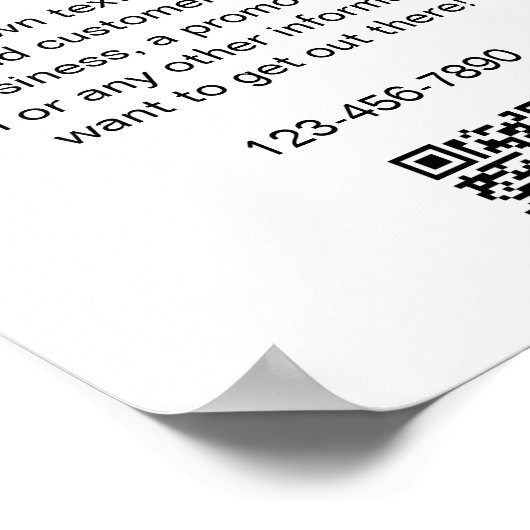 Kundenspezifisches Werbeposter mit QR-Code und Log Poster (Ecke)