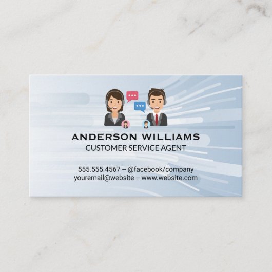 Kundensupport im Call Center | Leute chatten Visitenkarte (Vorderseite)