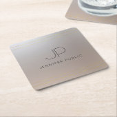 Kundenvorlage Gold Silver Mit Monogramm erste Rechteckiger Pappuntersetzer (angewinkelt)