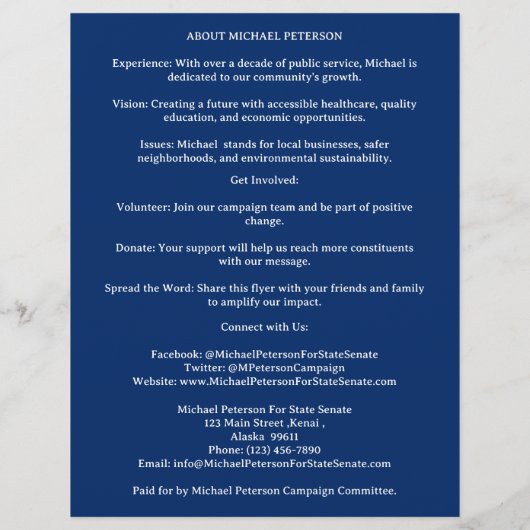 Kundgebung oder Event USA Politische Kampagne Flyer (Hinten)