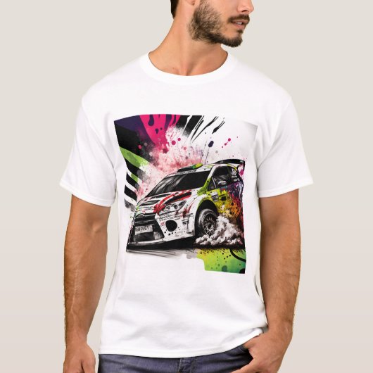 Kundgebung Racing, Graffiti, Auto weiß T-Shirt (Vorderseite)
