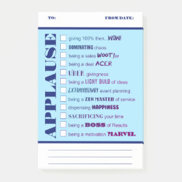 Kündigen Sie die Anerkennung der Mitarbeiter nach Post-it Klebezettel