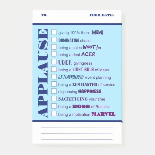 Kündigen Sie die Anerkennung der Mitarbeiter nach Post-it Klebezettel (Vorderseite)