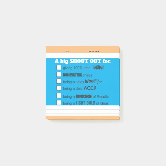 Kündigen Sie die Anerkennung von Mitarbeitern nach Post-it Klebezettel (Vorderseite)