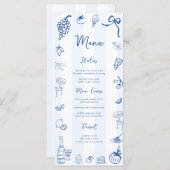 Kundiges Blue Stripes italienisches Menü Menükarte (Vorne/Hinten)