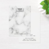 Kundiges Logo, weiße Ohrring-Visitenkarte aus Marm (Schreibtisch)