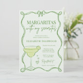 Kundiges Retro Margaritas Cocktail Brautparty Einladung (Stehend Vorderseite)