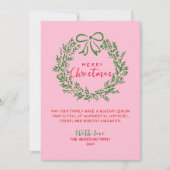 Kundiges Rosa Rosa Grüner Kranz Foto Weihnachten (Vorderseite)