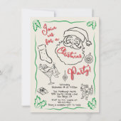 Kundiges Weihnachtscocktail Party Santa Einladung (Vorderseite)