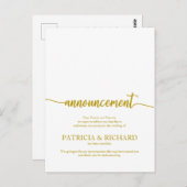 Kündigung storniert Hochzeit Elegantes Gold-Script Postkarte (Vorne/Hinten)