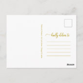 Kündigung storniert Hochzeit Elegantes Gold-Script Postkarte (Rückseite)
