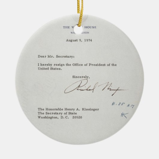 Kündigungsbrief Präsidenten-Richard M. Nixon Keramik Ornament (Vorne)