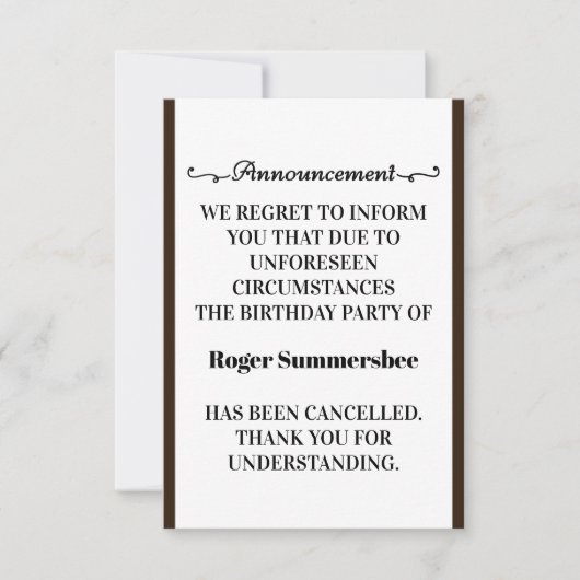 Kündigungskarten für Geburtstagsparty Ankündigung (Vorderseite)