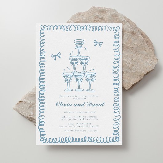 Kundrawn French Blue Probe Dinner Hochzeit Einladung