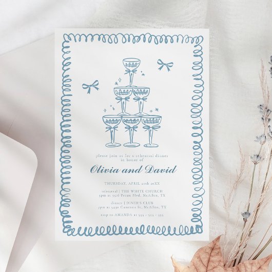 Kundrawn French Blue Probe Dinner Hochzeit Einladung
