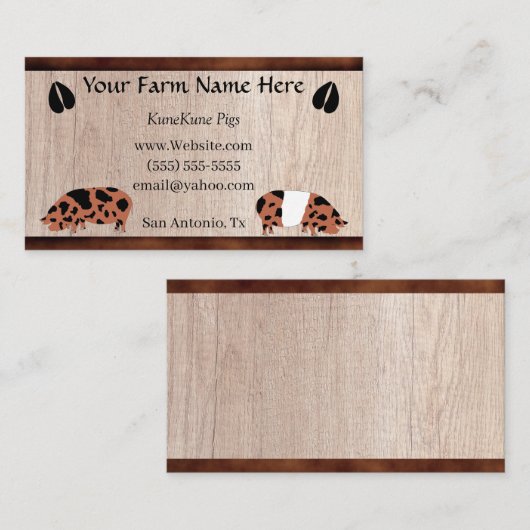 Kune Pig Visitenkarte (Vorne/Hinten)