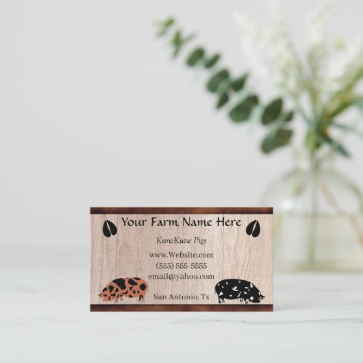 KuneKune Pig Business Card Visitenkarte (Stehend Vorderseite)
