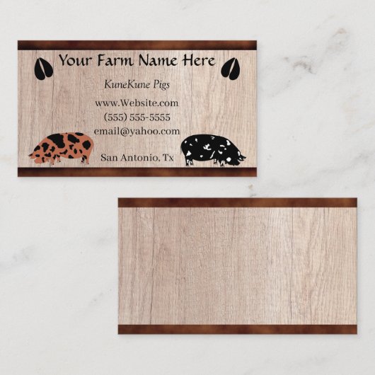 KuneKune Pig Business Card Visitenkarte (Vorne/Hinten)