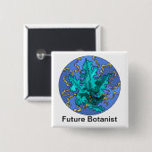 Künftige botanische Aquamarine Pflanze Button (Vorne & Hinten)
