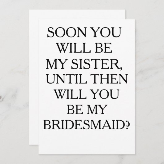 KÜNFTIGE BRIDESMAID-KARTE EINLADUNG (Vorne/Hinten)