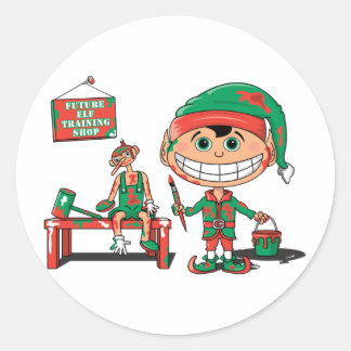 Künftige Christma Elf im Training Runder Aufkleber