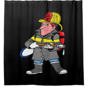 Künftige Feuerwehrschläuche Jacket & Helm Rescue Duschvorhang