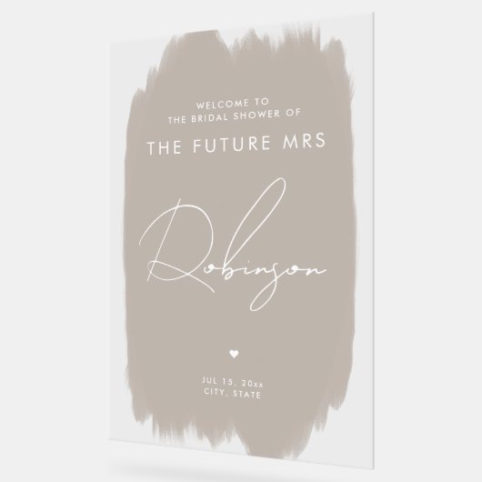 KÜNFTIGE FRAU Brautparty Begrüßung Dusty Beige Acrylschild (Winkel)