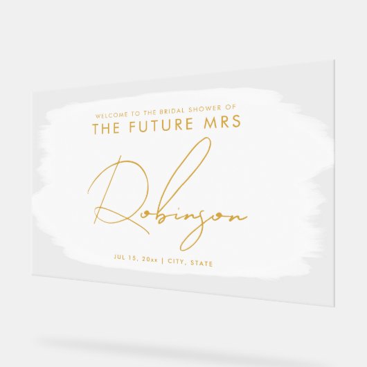 KÜNFTIGE FRAU Brautparty Begrüßungsfarbe Weiß Acrylschild (Winkel)
