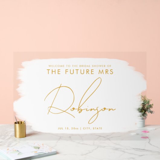 KÜNFTIGE FRAU Brautparty Begrüßungsfarbe Weiß Acrylschild (Hochzeit)