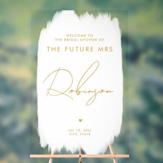 KÜNFTIGE FRAU Brautparty Willkommen Weißes Gold Acrylschild (Neutral)