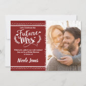 KÜNFTIGE FRAU. Cranberry Red Brautparty Foto Einladung (Vorderseite)