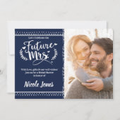 KÜNFTIGE FRAU. Foto mit blauem und weißem Brautpar Einladung (Vorderseite)