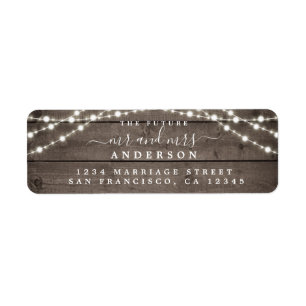 Künftige Frau Rustic Lights Wedding Rücksendeadr