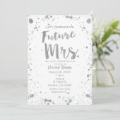 KÜNFTIGE FRAU. Silver White Bridal Dusche Einladun Einladung (Stehend Vorderseite)