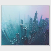 Künftige Innenstadt mit Wolkenkratzern in Neonkym Geschenkpapier (Flach)