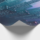 Künftige Innenstadt mit Wolkenkratzern in Neonkym Geschenkpapier (Ecke)