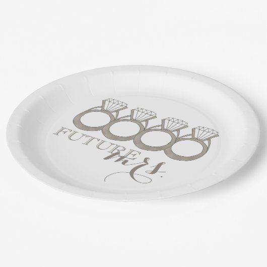 Künftige MRS. Bride-to-be-Diamond-Verlobung Pappteller (Schrägansicht)