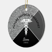 Künftige Physiotherapeutin Medical Black Monogram Keramik Ornament (Links)