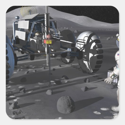Künftige Weltraumforschungsmissionen Quadratischer Aufkleber (Vorderseite)