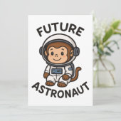 Künftiger Astronaut - Niedlicher Weltraumaffe Einladung (Stehend Vorderseite)
