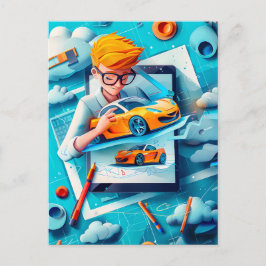 Künftiger Autonutzerträume für Kinder Feiertagspostkarte