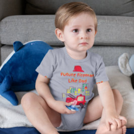 Künftiger Feuerwehrmann wie Vater Hand gezogen Baby Strampler