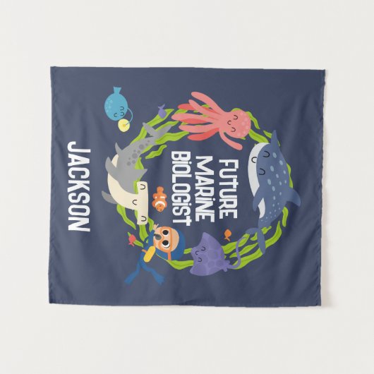 Künftiger Meeresbiologe mit Namen Plaque Tapestes Wandteppich (Vorderseite (Horizontal))