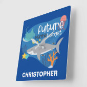 Künftiger Meeresbiologe mit Namensschild Quadratische Wanduhr (Winkel)