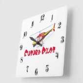 Künftiger Pilot Quadratische Wanduhr (Winkel)
