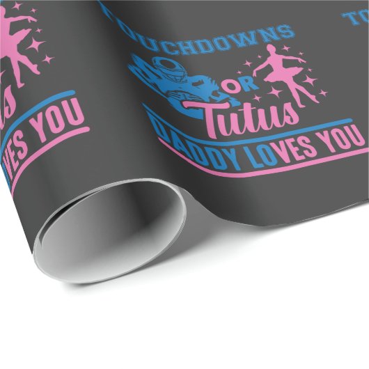 Künftiger Vater Son Touchdowns Tochter Tutus Baby Geschenkpapier (Rolleneckpunkt)