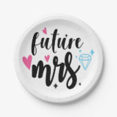 Künftiges Brautparty von Frau Schwarz-weiß Verlobu Pappteller (Vorderseite)