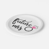 Künftiges Brautparty von Frau Schwarz-weiß Verlobu Pappteller (Schrägansicht)