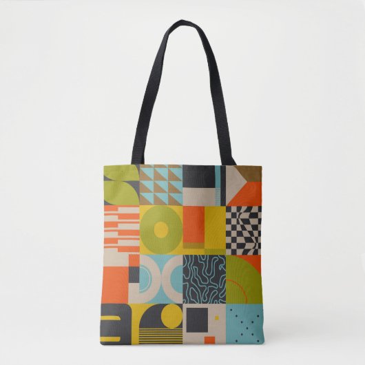 Künftiges Retro-inspiriertes Kunstwerk abstrakter Tasche (Vorderseite)