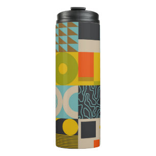 Künftiges Retro-inspiriertes Kunstwerk abstrakter Thermosbecher